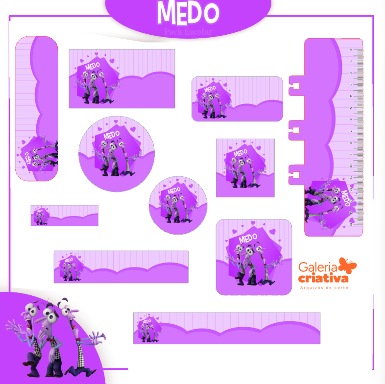 05 - MEDO Arquivo Etiqueta Escolar Divertidamente MEDO - Imagem 1