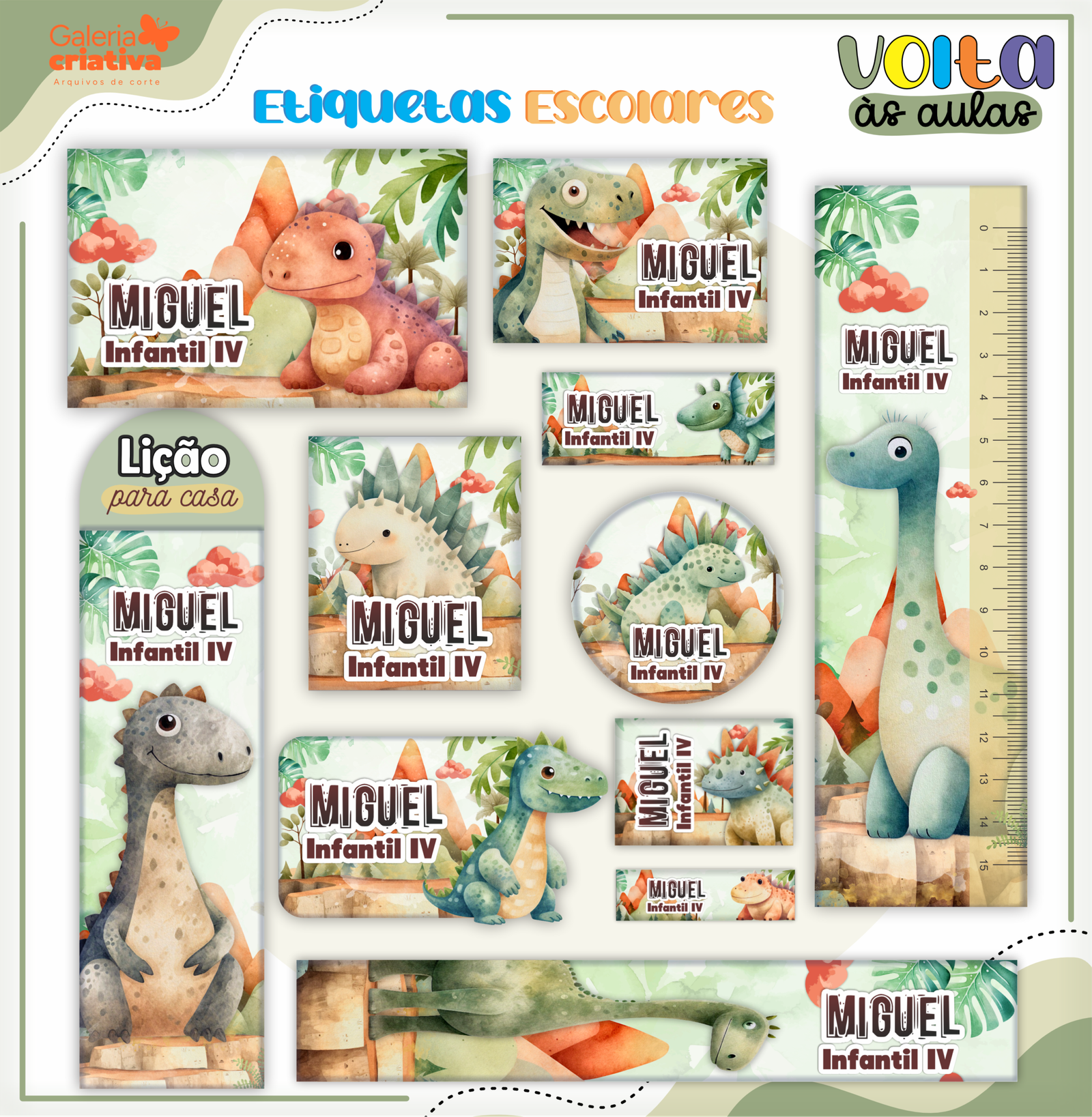 06 - DINOSSAUROS Arquivo Etiqueta Escolar DINOSSAUROS - Imagem 1
