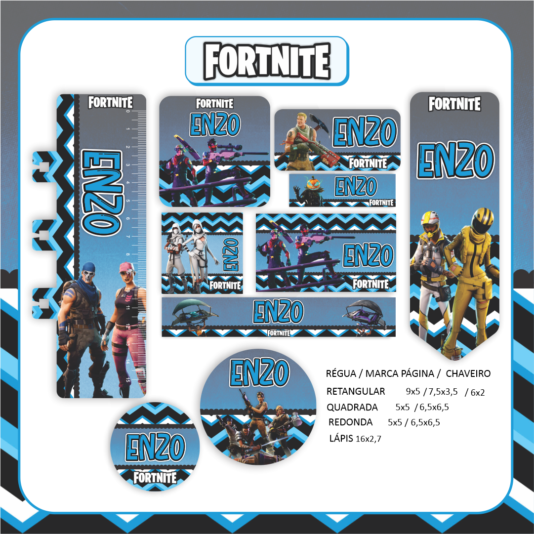 06 - FORTNITE Arquivo Etiqueta Escolar FORTNITE - Imagem 1