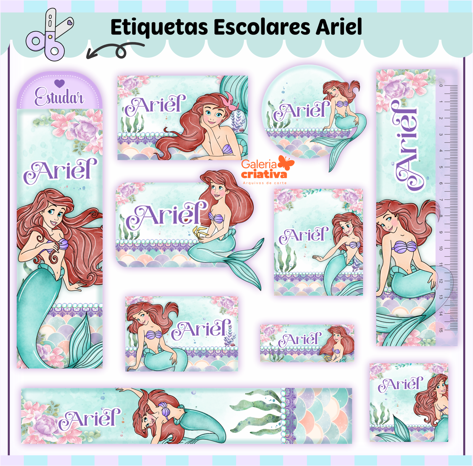 07-ARIEL Arquivo Etiqueta Escolar ARIEL - Imagem 1
