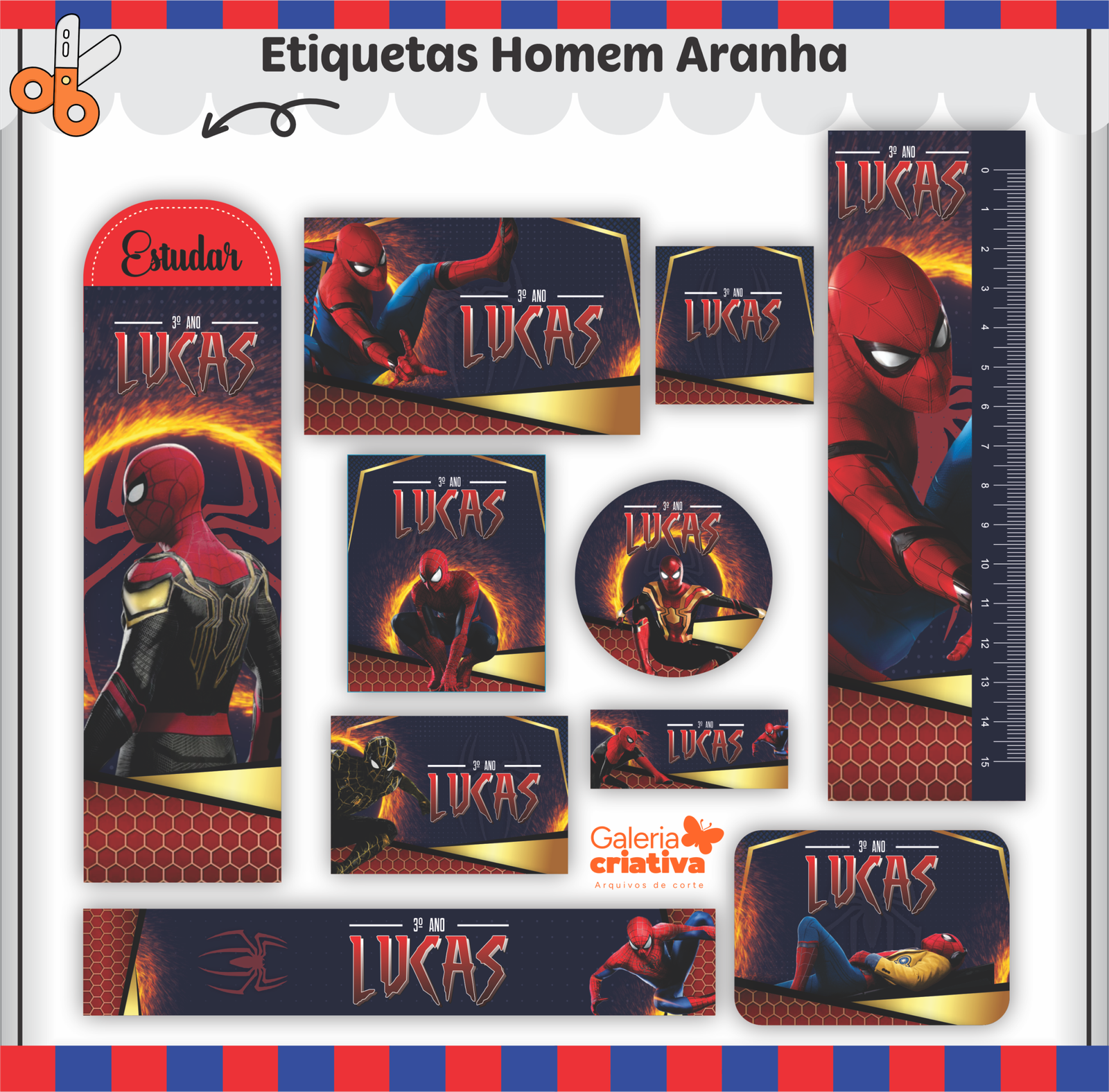 07- HOMEM ARANHA Arquivo Etiqueta Escolar HOMEM ARANHA - Imagem 1