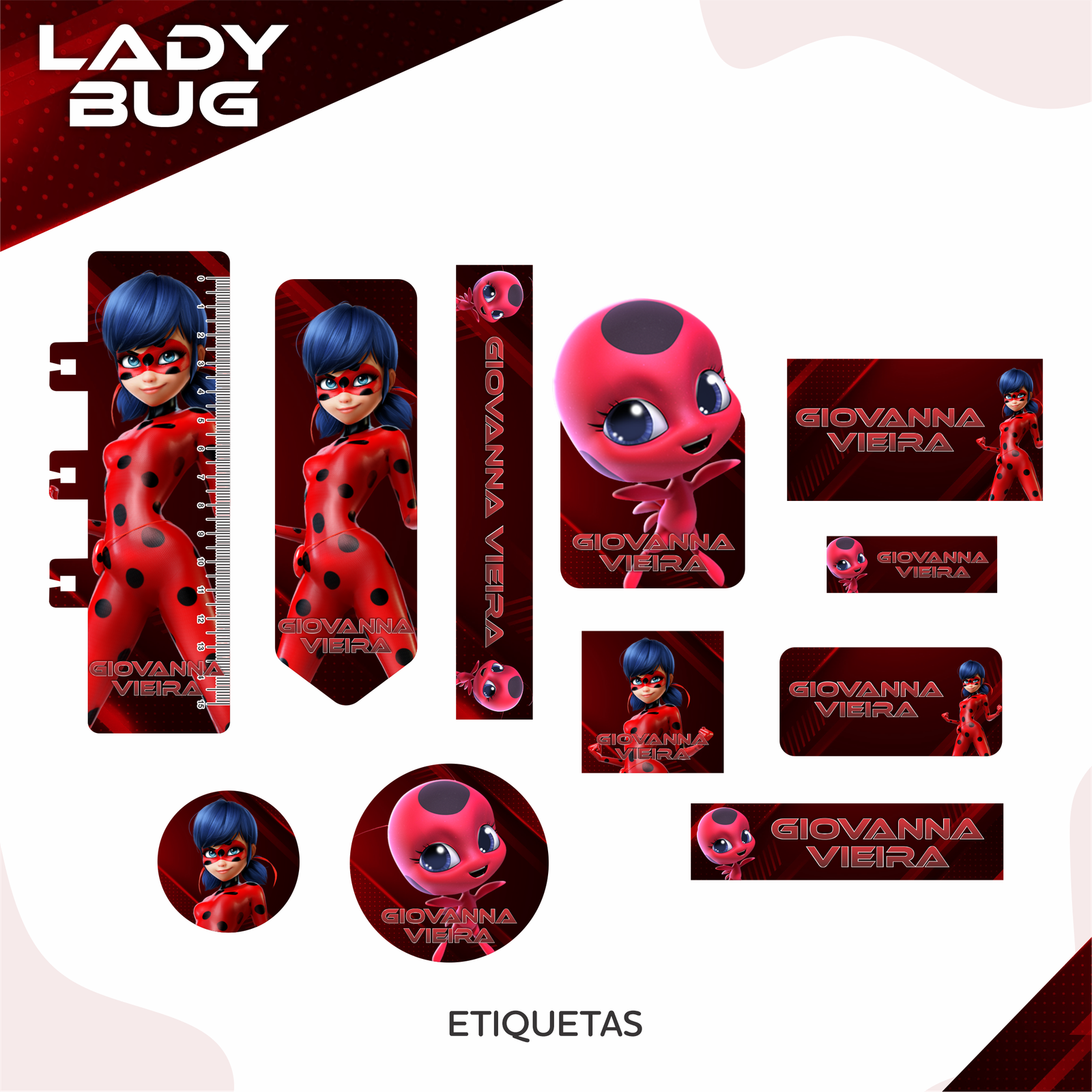 07 - LADY BUG Arquivo Etiqueta Escolar LADY BUG - Imagem 1