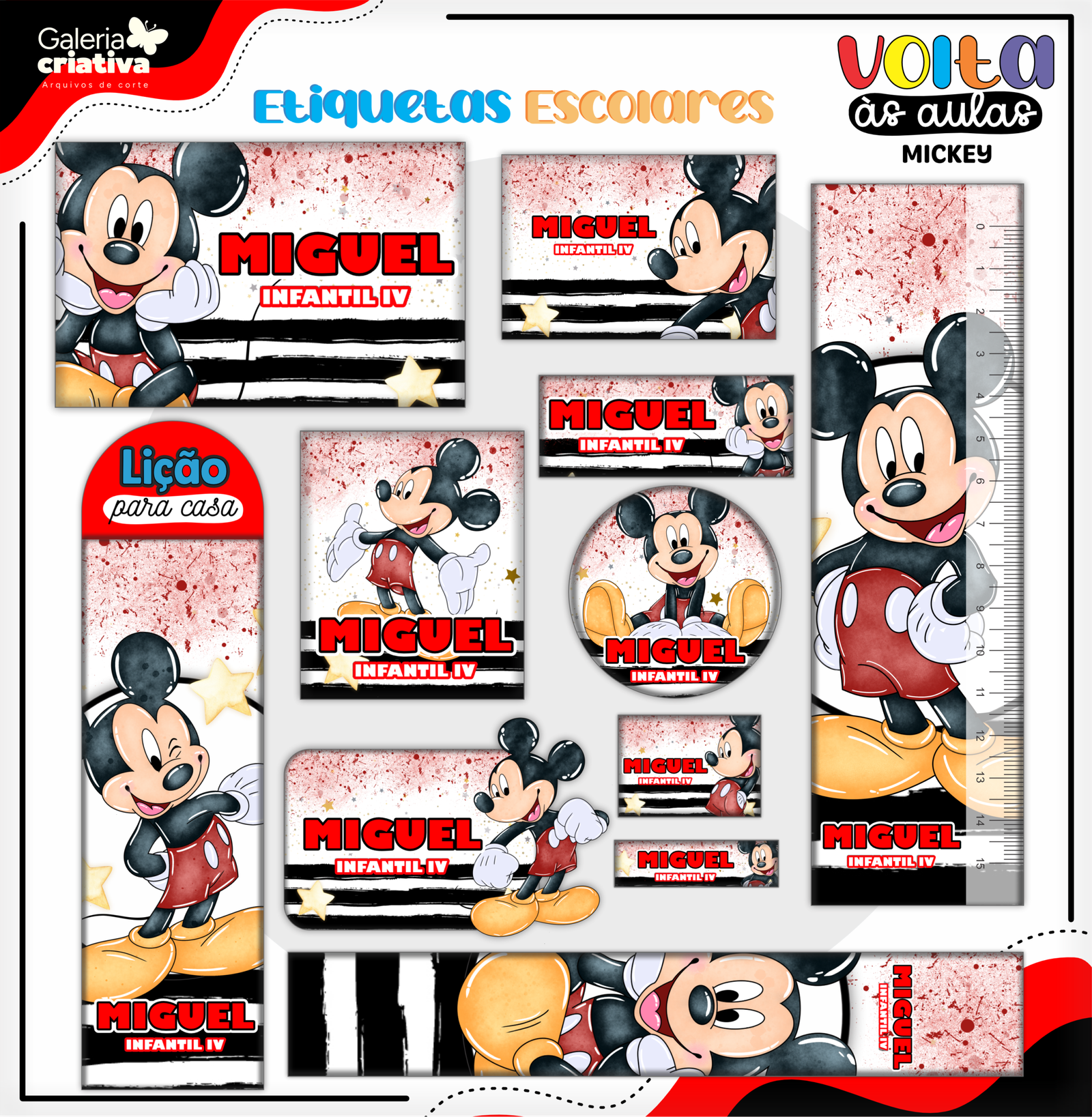 08 - MICKEY Arquivo Etiqueta Escolar MICKEY - Imagem 1