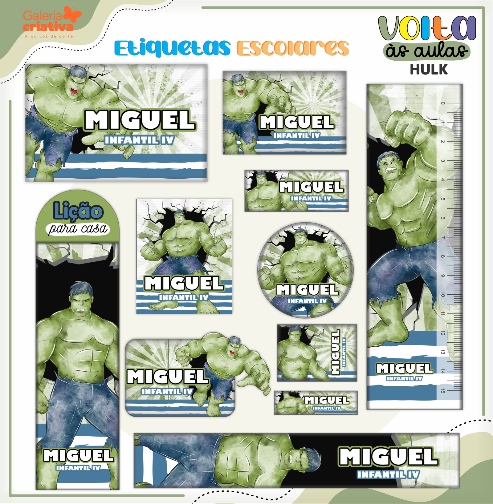 09 - HULK Arquivo Etiqueta Escolar HULK - Imagem 1