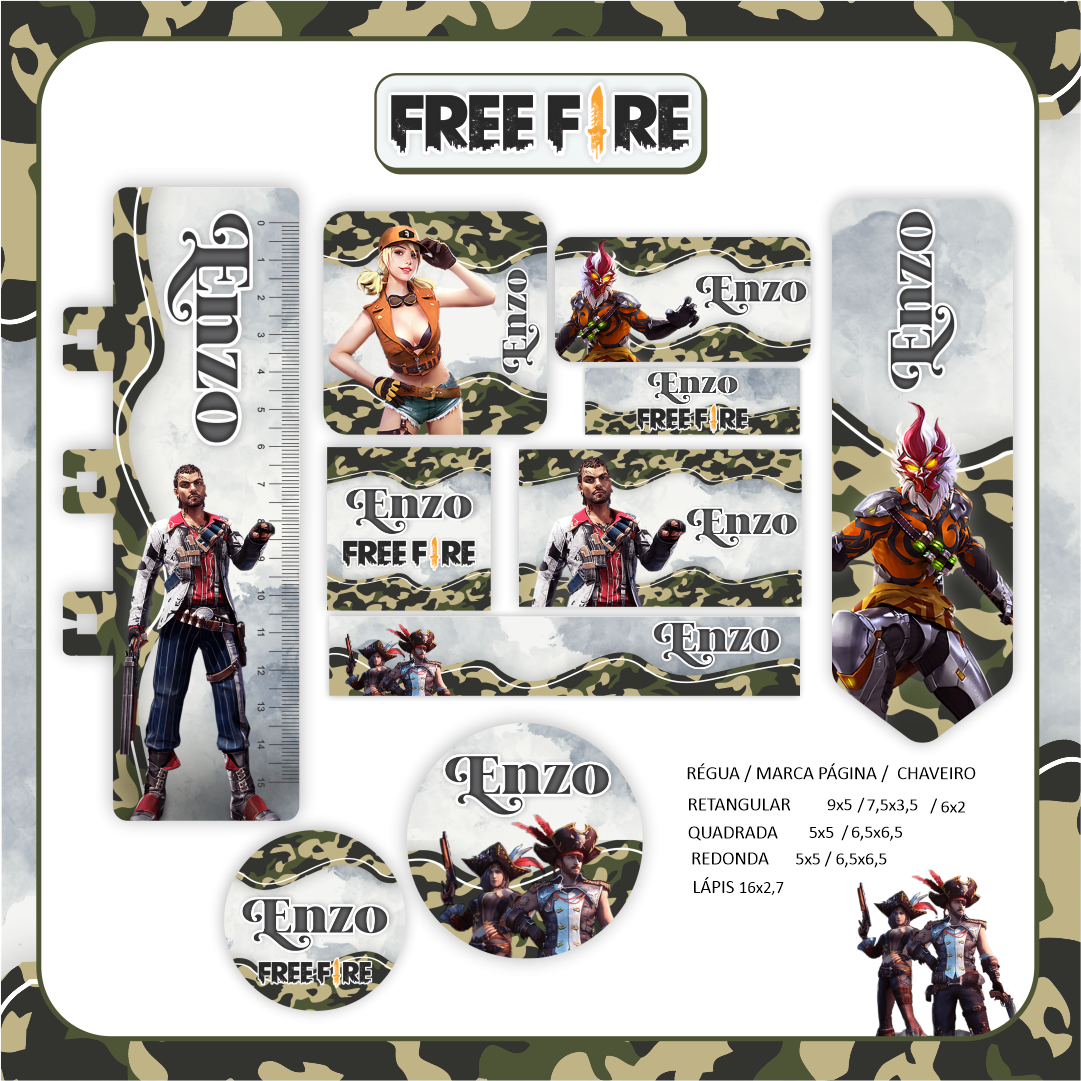 10 - FREE FIRE Arquivo Etiqueta Escolar FREE FIRE - Imagem 1