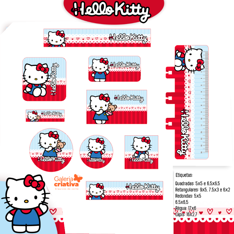 10 - HELLO KITTY Arquivo Etiqueta Escolar HELLO KITTY - Imagem 1