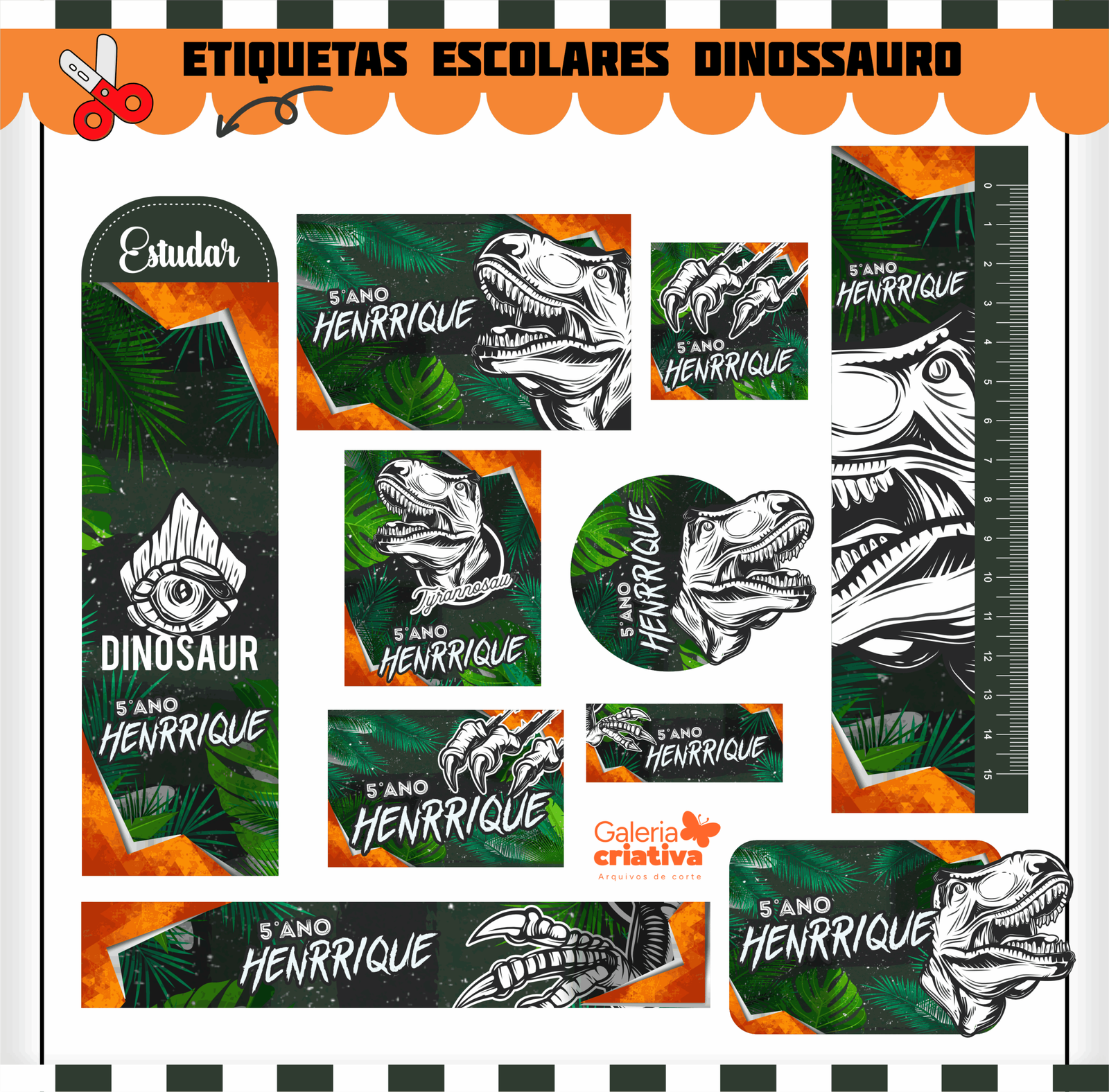 10-JURASSIK Arquivo Etiqueta Escolar JURASSIK - Imagem 1