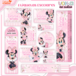Arquivo Etiqueta Escolar MINNIE ROSA