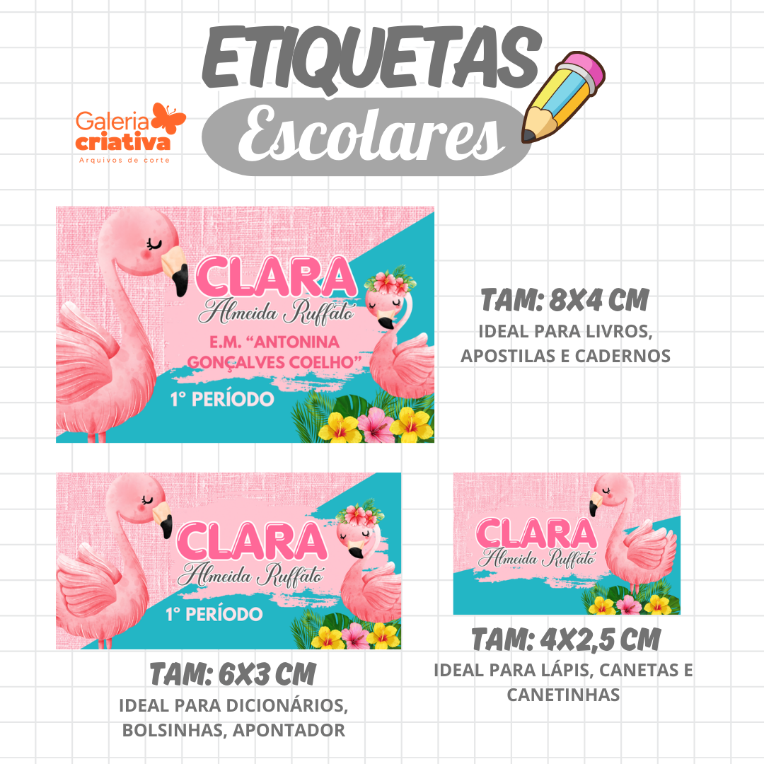 106. FLAMINGO Arquivo Etiqueta Escolar FLAMINGO - Imagem 1