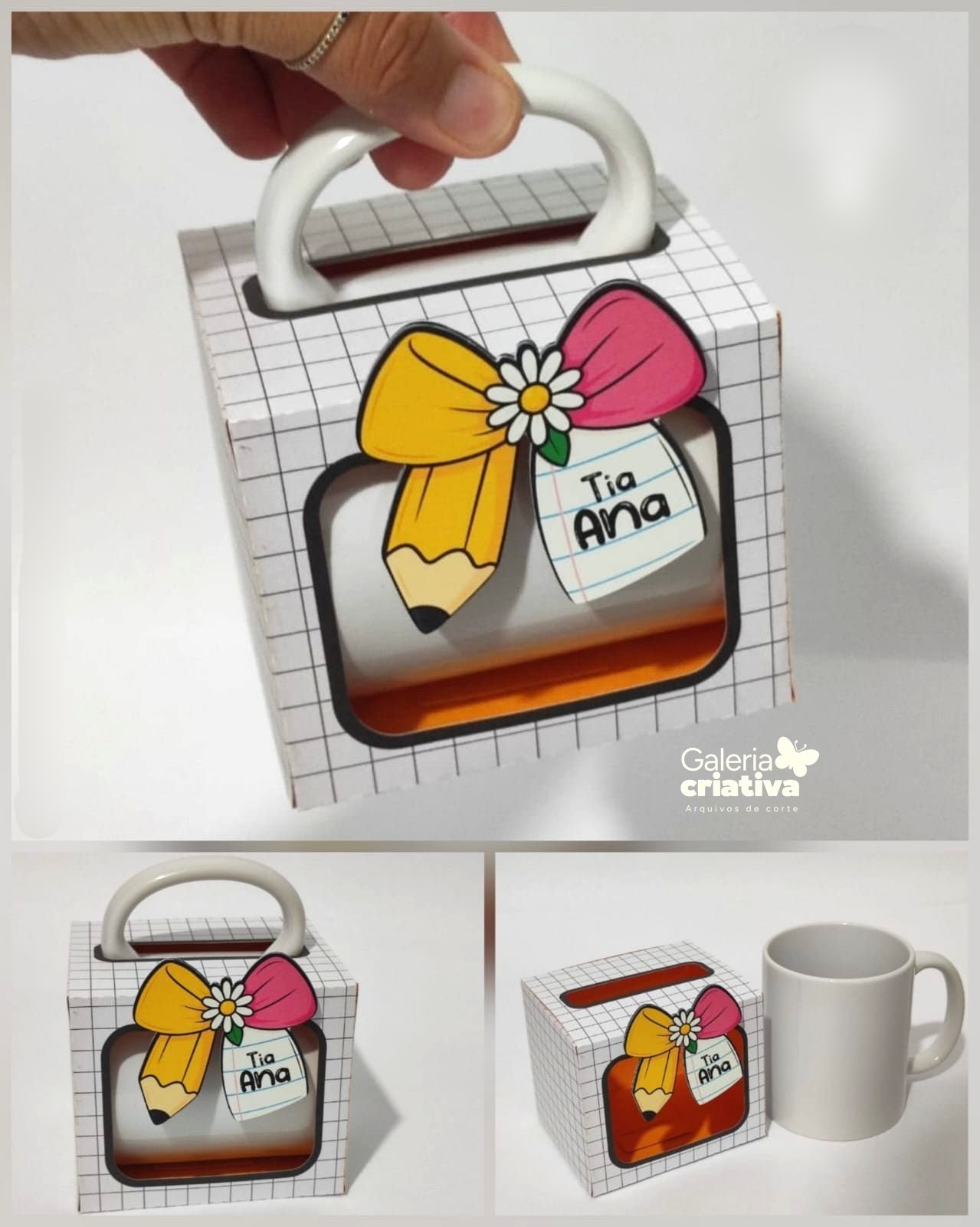 11 - CANECA LAÇO BÁSICA Arquivo Dia dos Professores Caixa Caneca Laço - Imagem 1