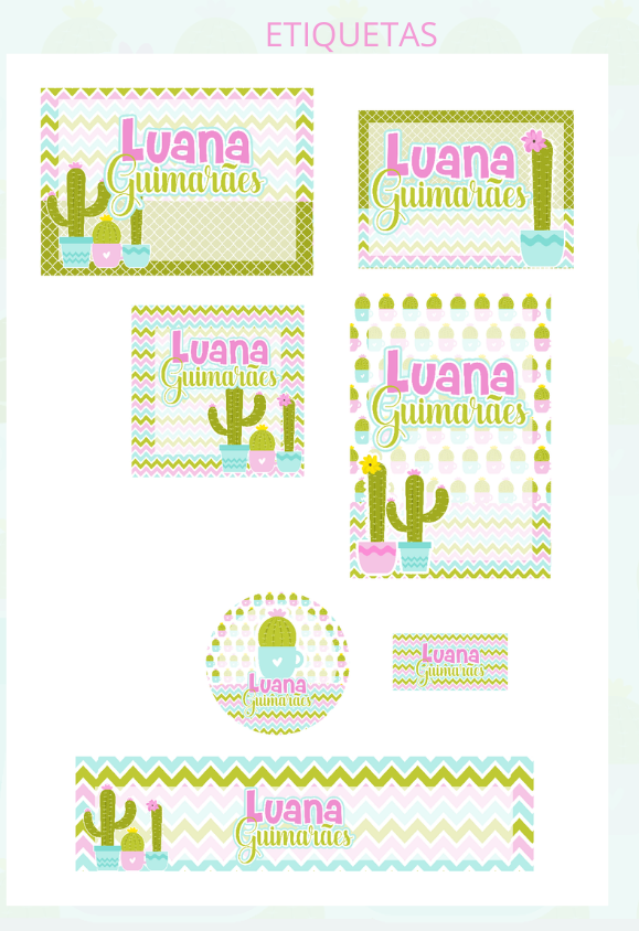 11 - Cactos Arquivo Etiqueta Escolar Cactos - Imagem 1