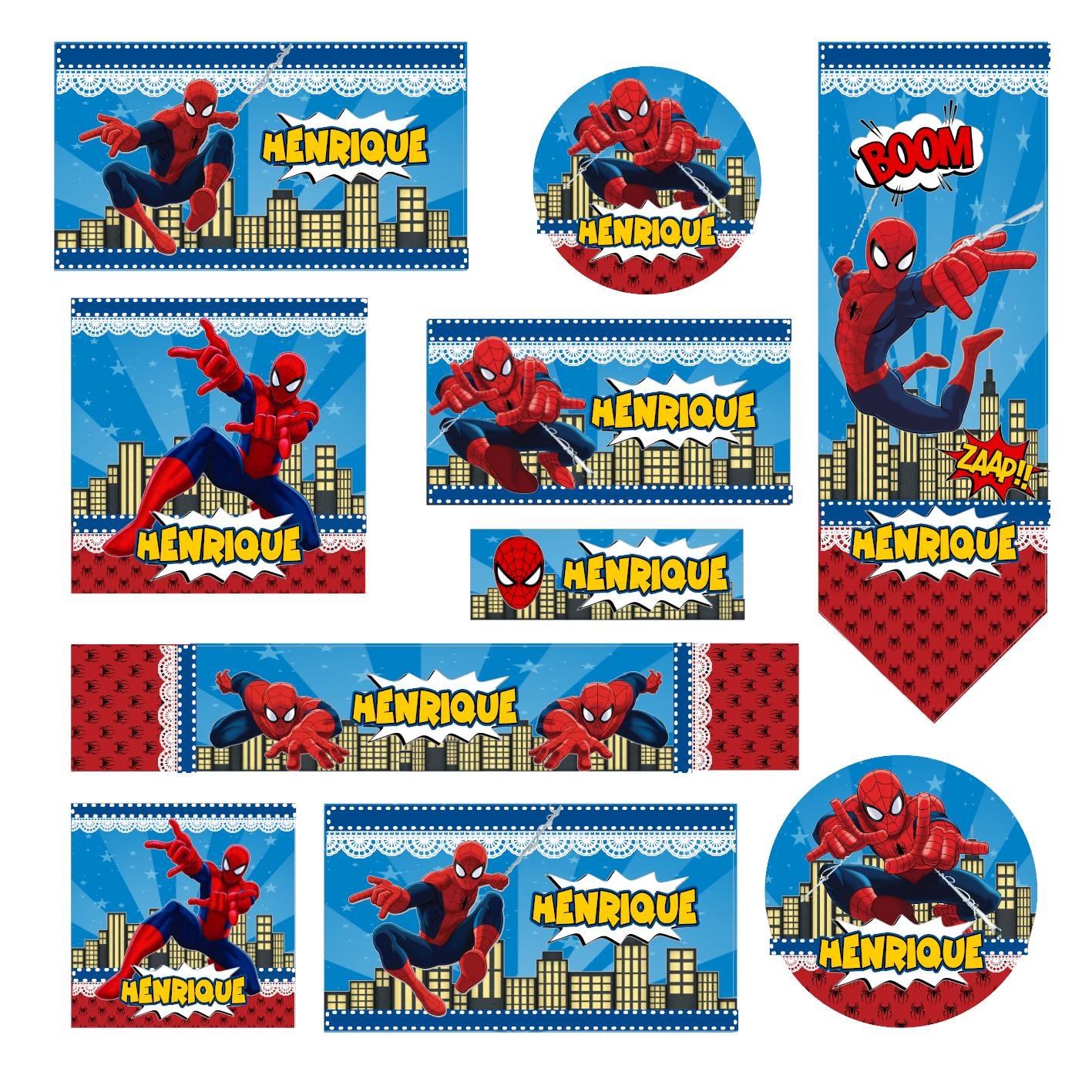 11 - Homem Aranha Arquivo Etiqueta Escolar Homem Aranha - Imagem 1