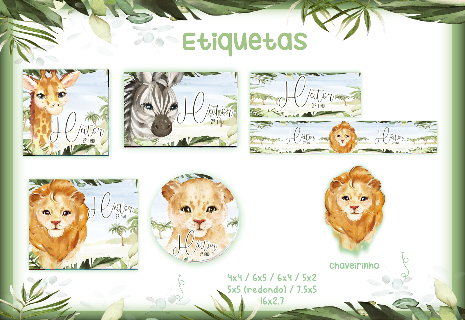 11- SAFARI Arquivo Etiqueta Escolar SAFARI - Imagem 1