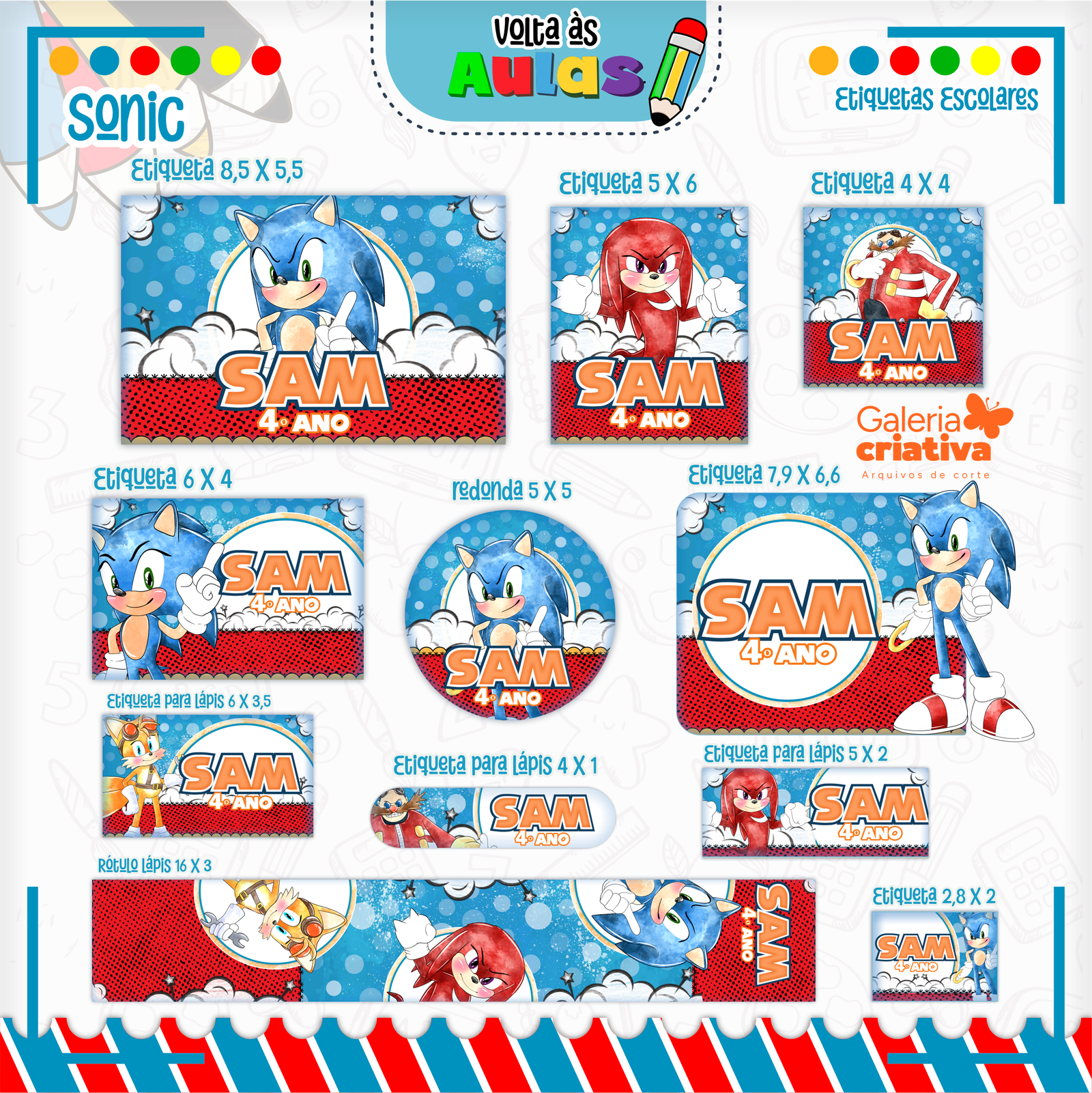 11 - SONIC Arquivo Etiqueta Escolar SONIC - Imagem 1