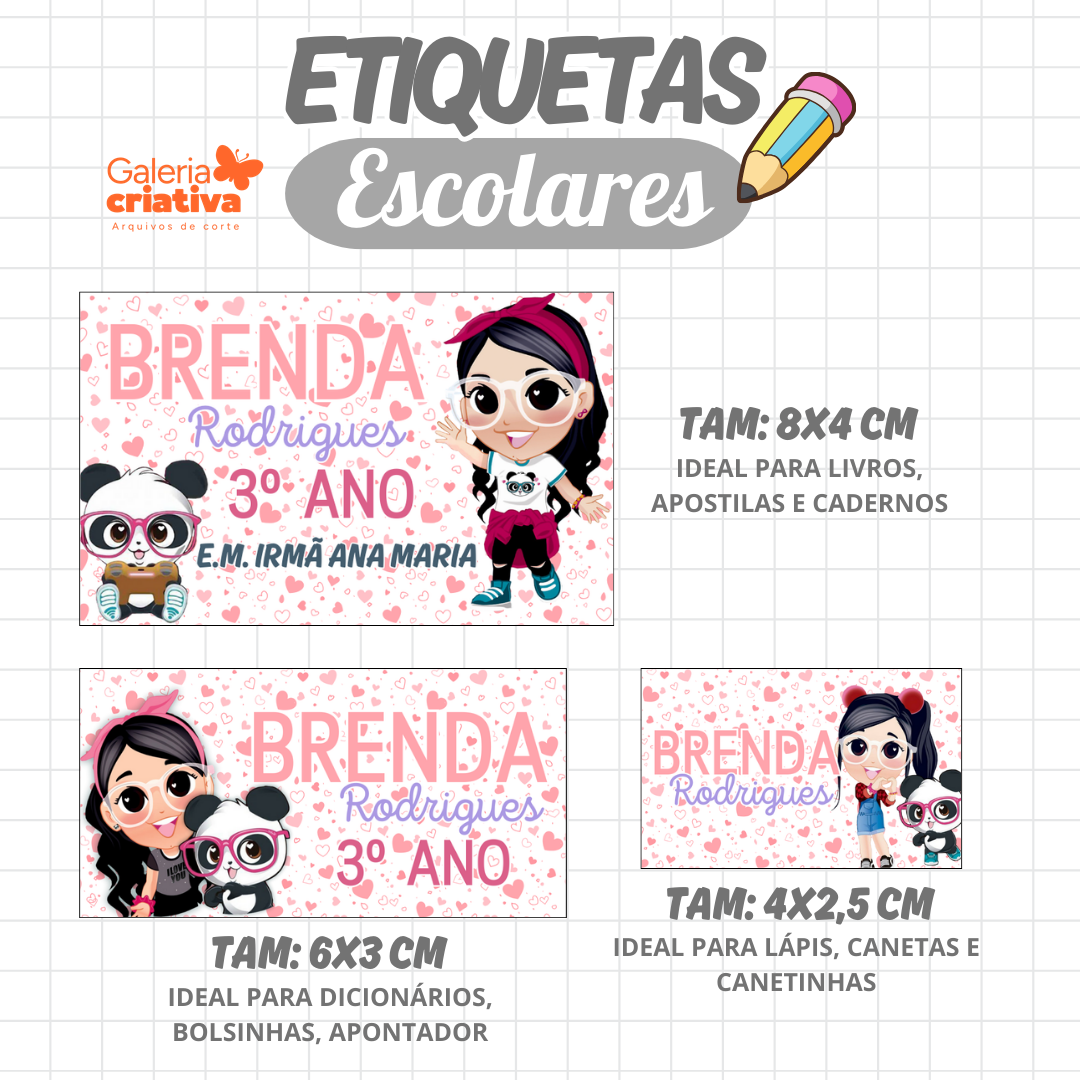 111. LULUCA CORAÇÕES Arquivo Etiqueta Escolar LULUCA CORAÇÕES - Imagem 1