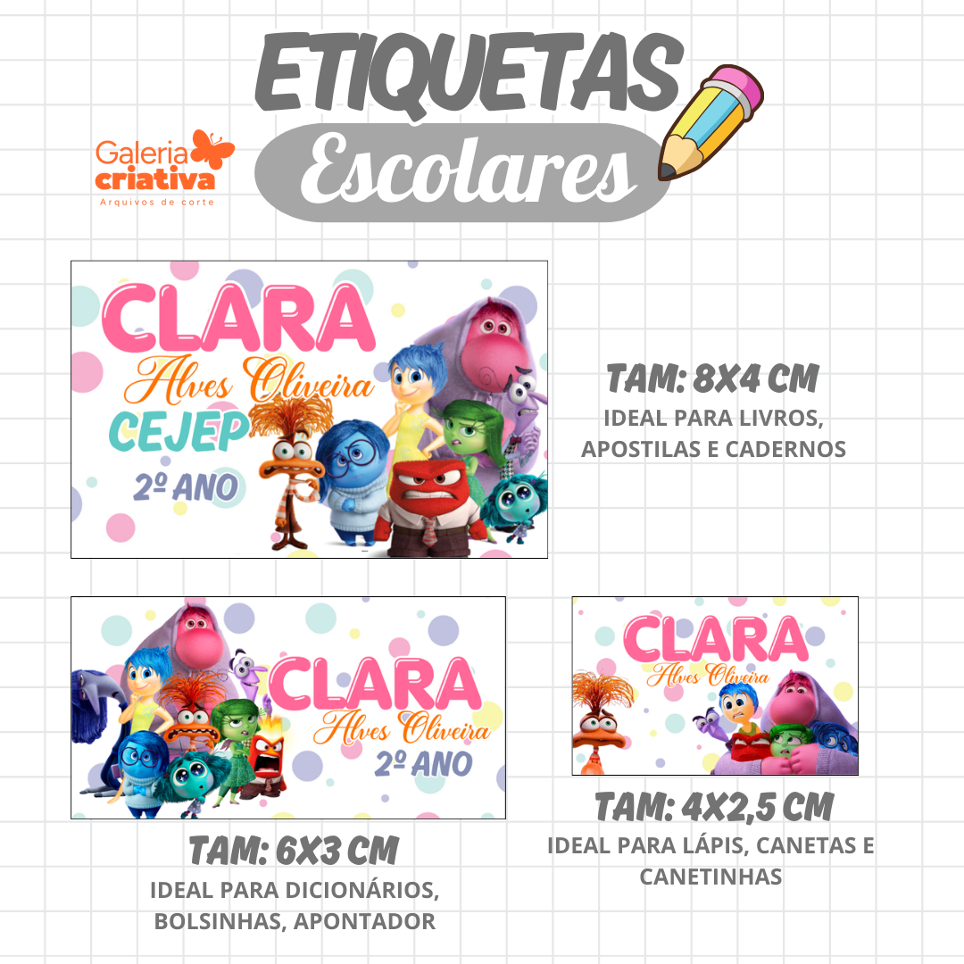 114. DIVERTIDAMENTE MENINA Arquivo Etiqueta Escolar DIVERTIDAMENTE MENINA - Imagem 1
