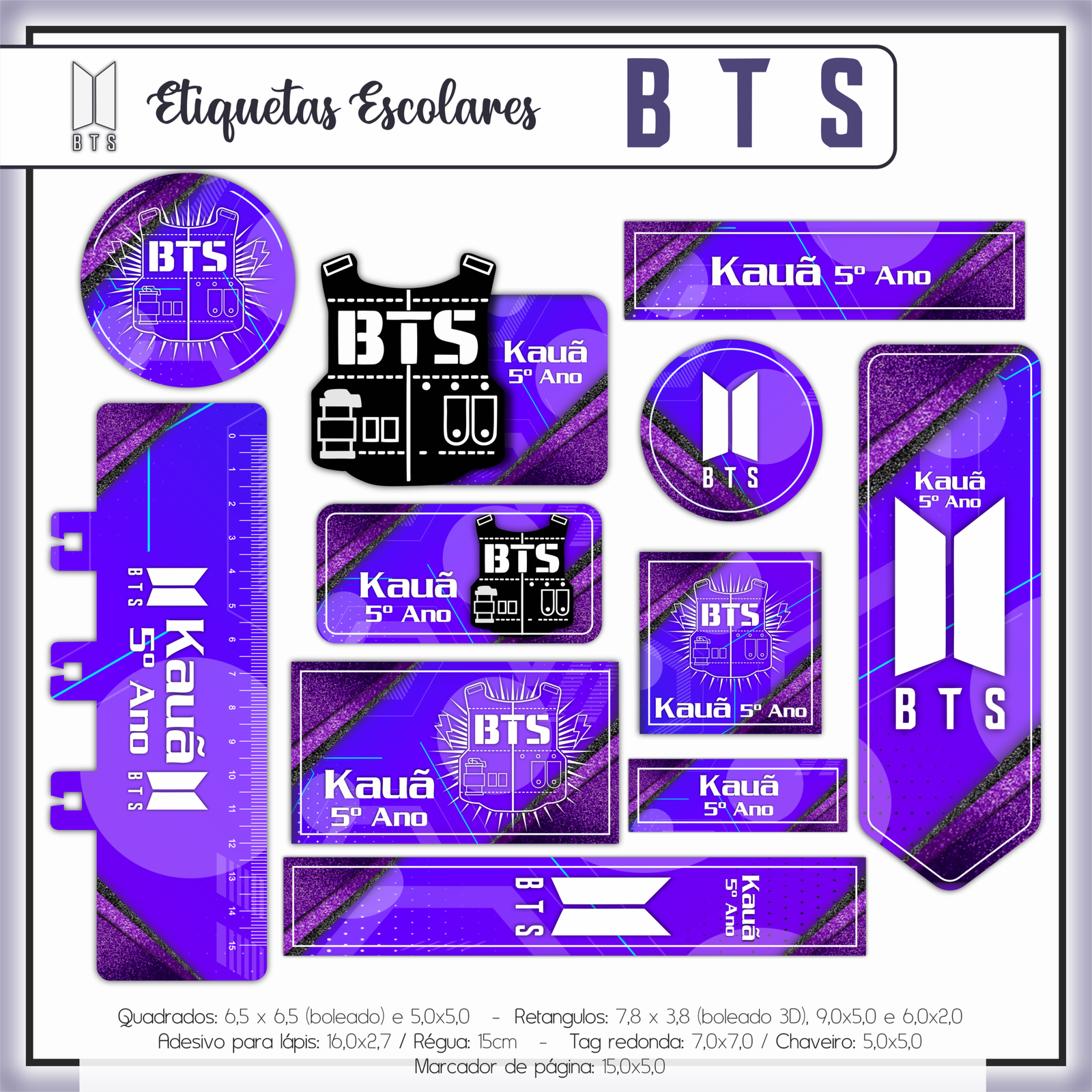 12 - BTS Arquivo Etiqueta Escolar BTS - Imagem 1