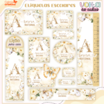 Arquivo Etiqueta Escolar FLORAL INICIAL