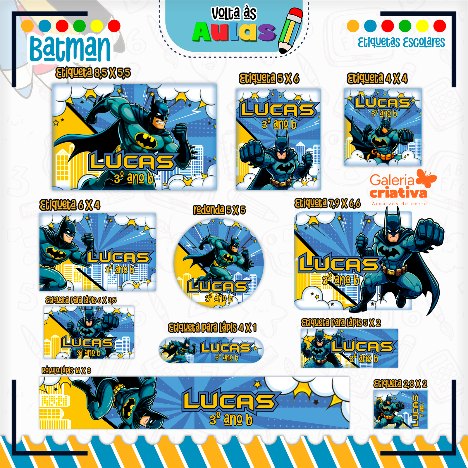 13 - BATMAN Arquivo Etiqueta Escolar BATMAN - Imagem 1