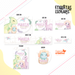 Arquivo Etiqueta Escolar DINO GIRL