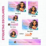 Arquivo Etiqueta Escolar MOANA ADULTA