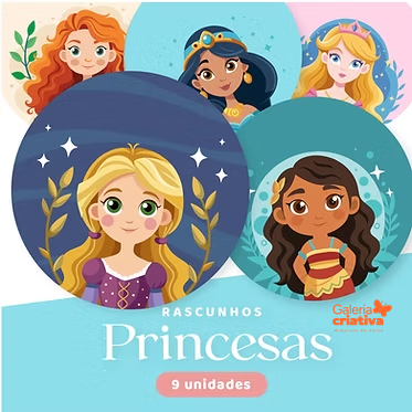 13 - Princesas Disney Kit Digital e Rascunhos para Plaquinhas Princesas Disney - Imagem 1