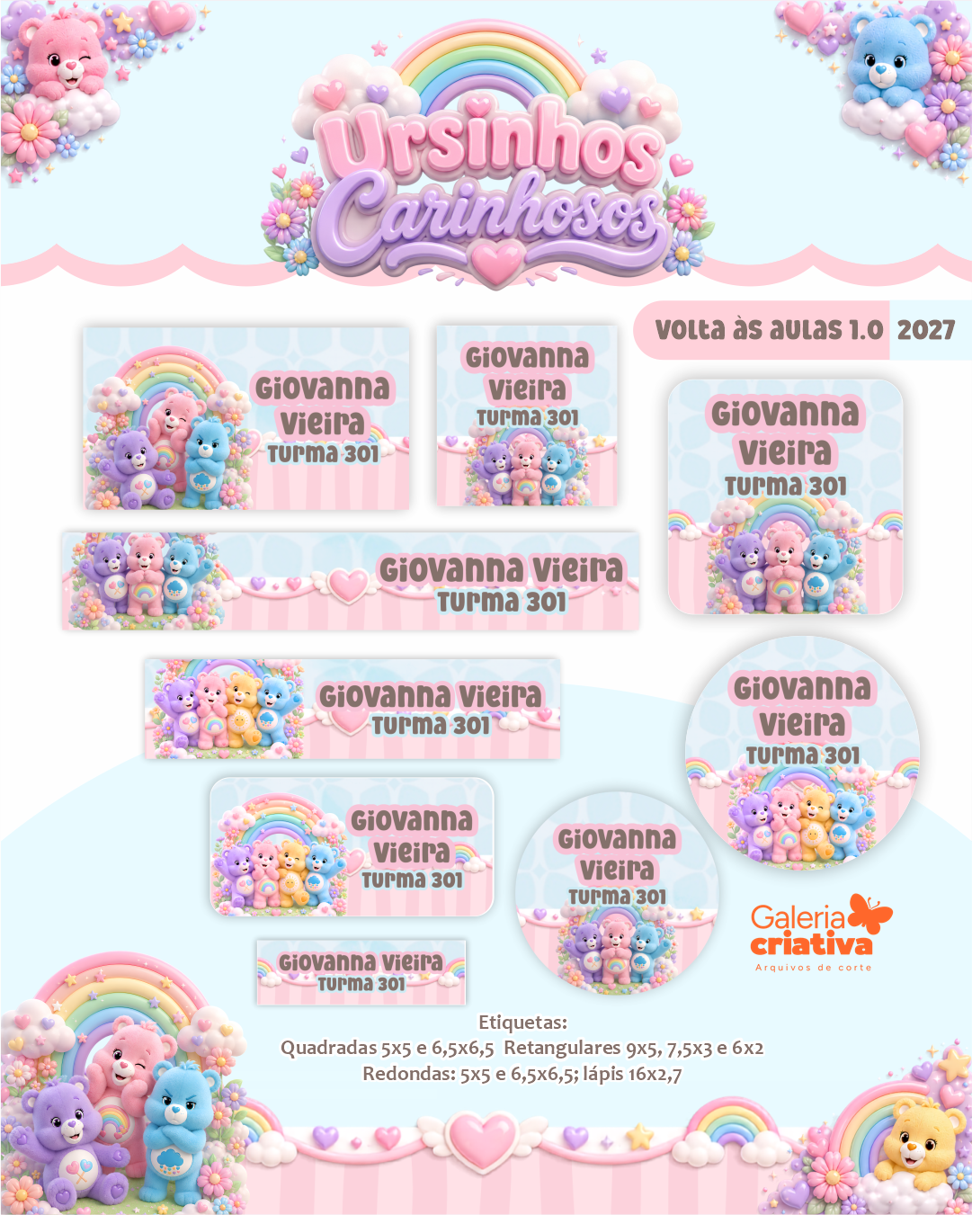 13) URSINHOS CARINHOSOS Arquivo Etiqueta Escolar URSINHOS CARINHOSOS - Imagem 1