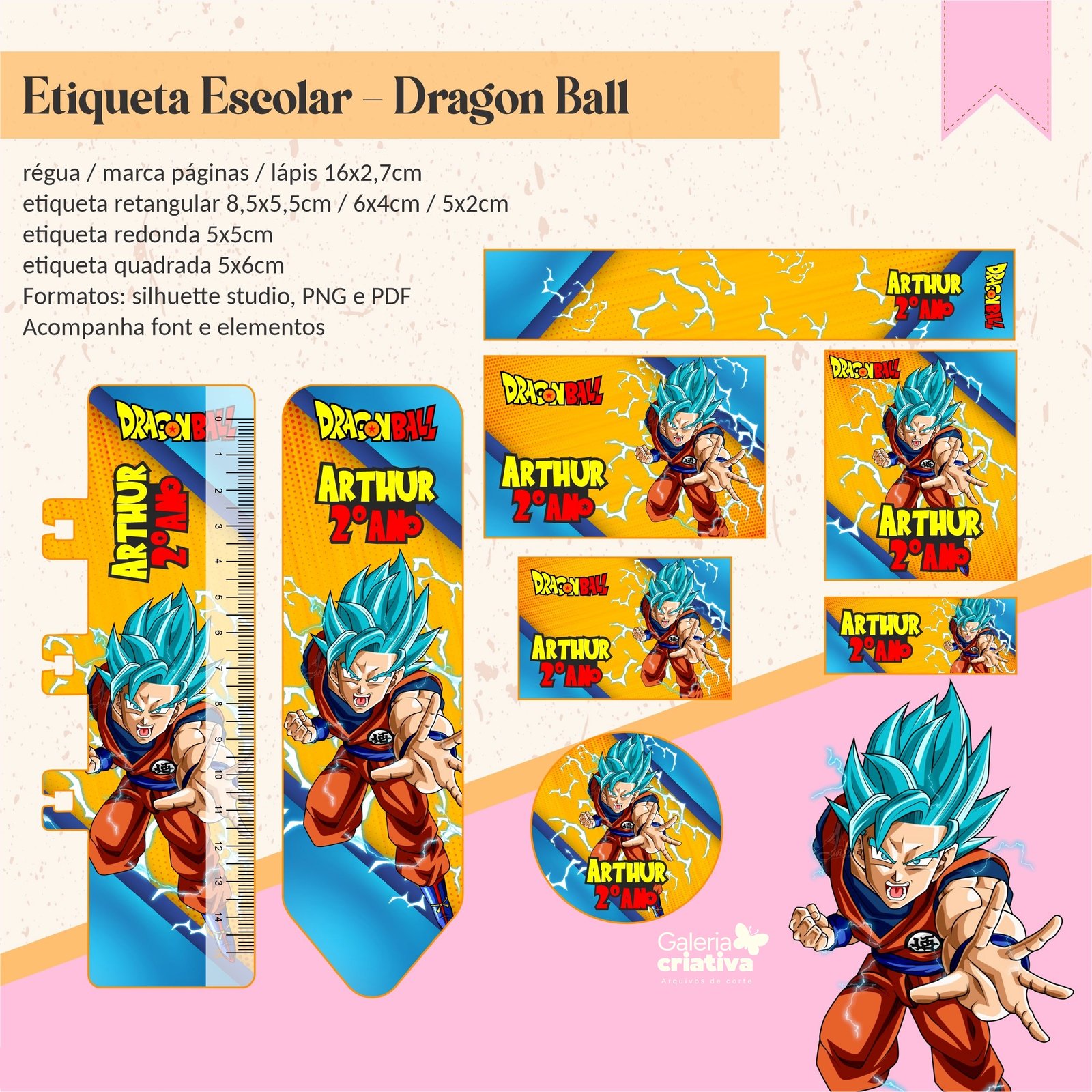 14 - Dragon Ball 02 Arquivo Etiqueta Escolar Dragon Ball 02 - Imagem 1