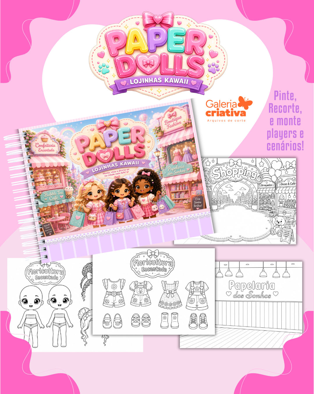 14) LOJINHAS KAWAII Arquivo Livrinho Paper Dolls Lojinhas Kawaii - Para Colorir - Imagem 1