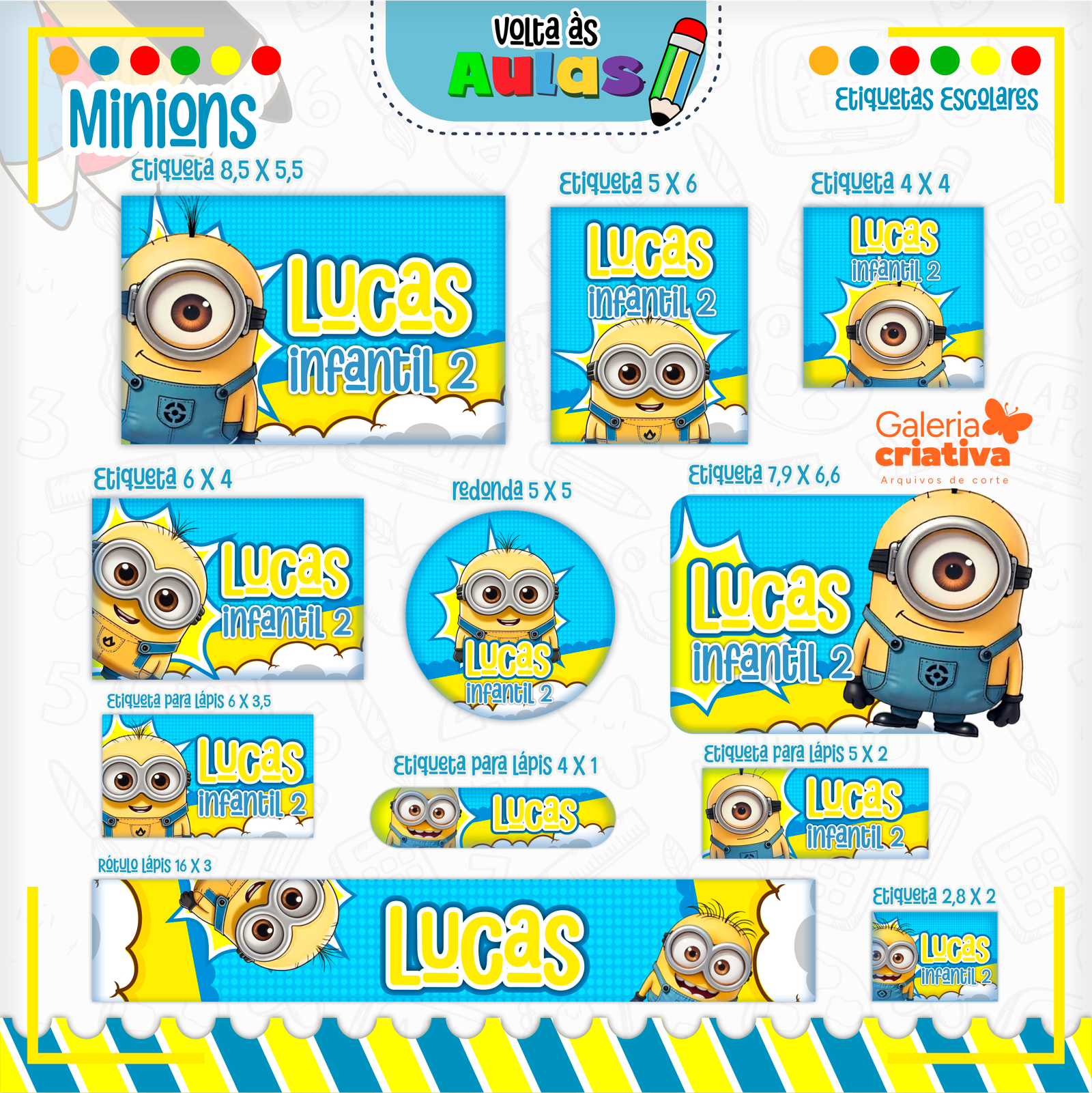 14 - MINION Arquivo Etiqueta Escolar MINION - Imagem 1
