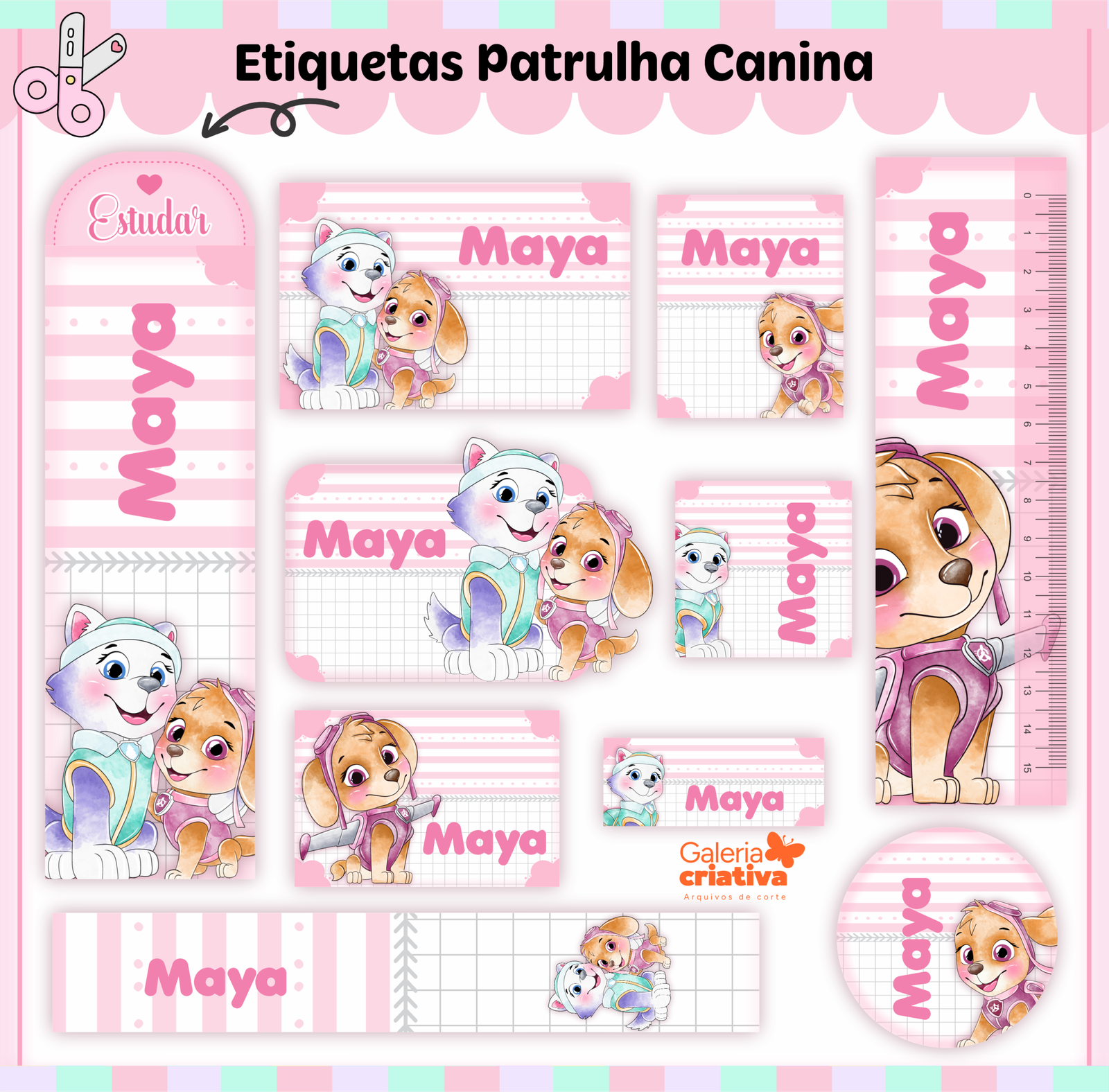 14-PATRULHA MENINA Arquivo Etiqueta Escolar PATRULHA MENINA - Imagem 1