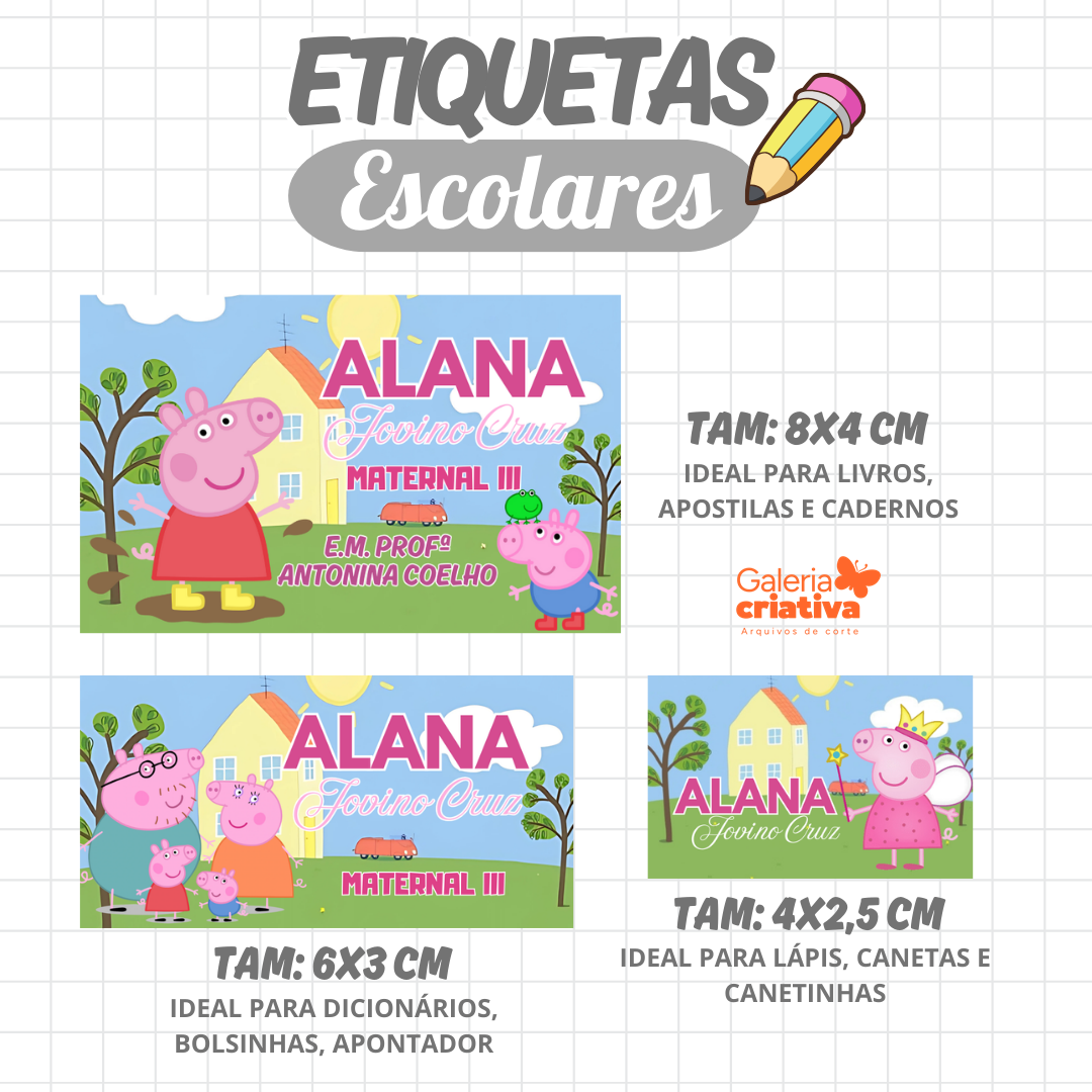 14. PEPPA PIG Arquivo Etiqueta Escolar PEPPA PIG - Imagem 1