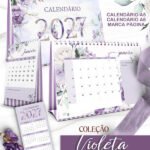 Arquivo Calendários de Mesa 2027 A5 A6 e Calendário Marca Página Coleção Violeta