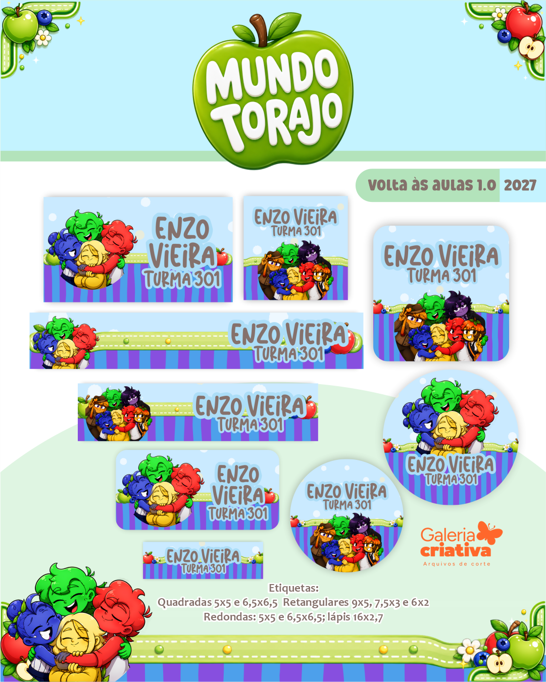 16) MUNDO TORAJO Arquivo Etiqueta Escolar MUNDO TORAJO - Imagem 1