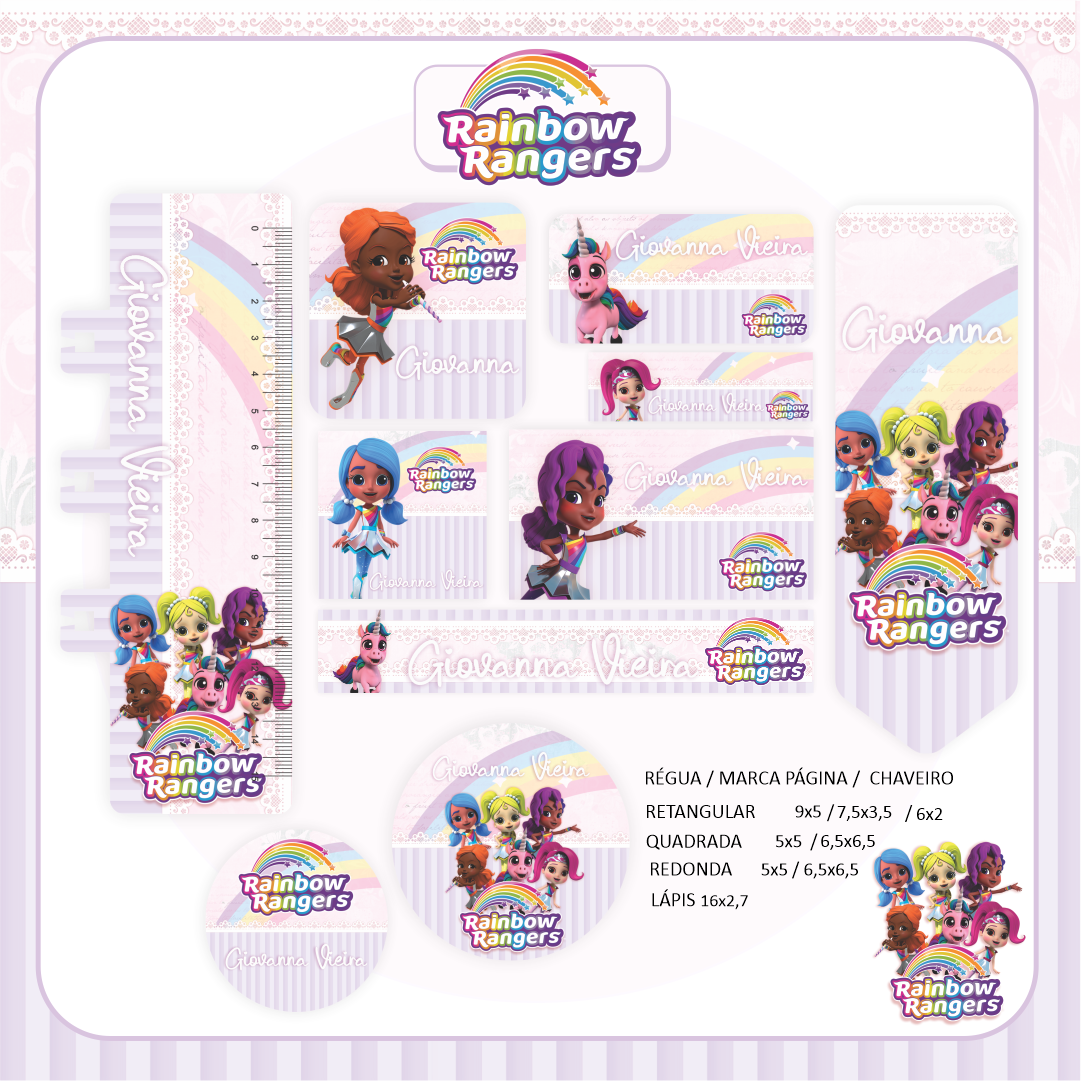 16 - RAINBOW RANGERS Arquivo Etiqueta Escolar RAINBOW RANGERS - Imagem 1