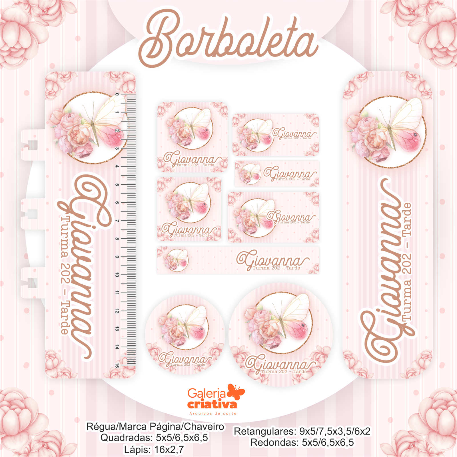 17 - BORBOLETAS Arquivo Etiqueta Escolar BORBOLETAS - Imagem 1