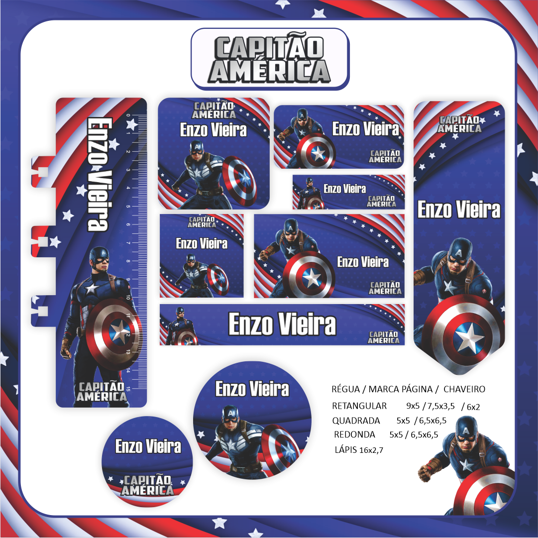 17 - CAPITÃO AMERICA Arquivo Etiqueta Escolar CAPITÃO AMERICA - Imagem 1