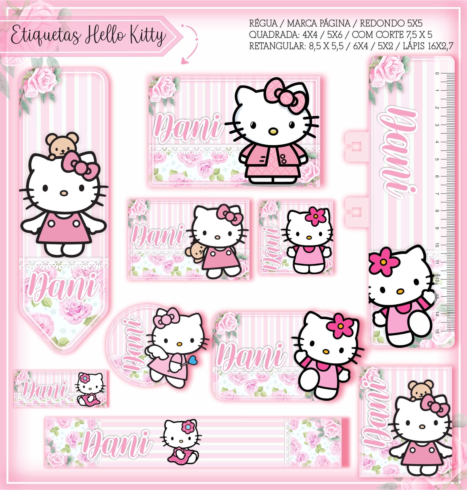 17 - Hello Kitty Arquivo Etiqueta Escolar Hello Kitty - Imagem 1