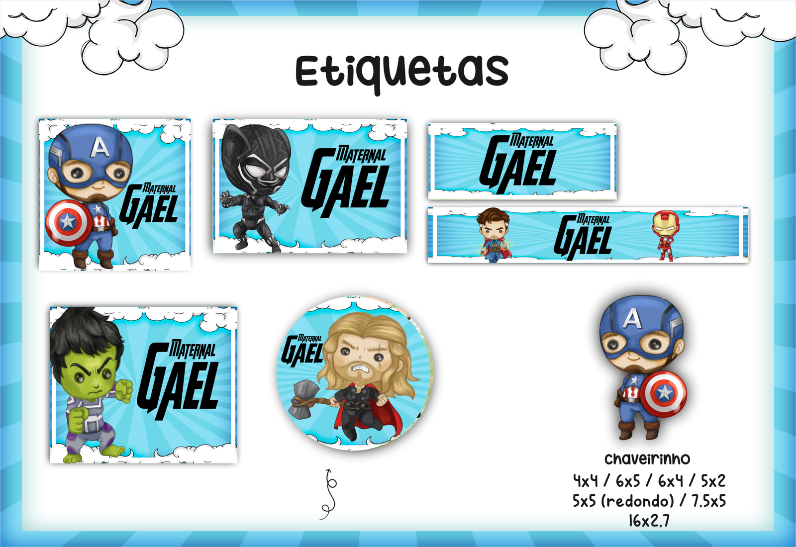 17- SUPER HEROIS Arquivo Etiqueta Escolar SUPER HEROIS - Imagem 1