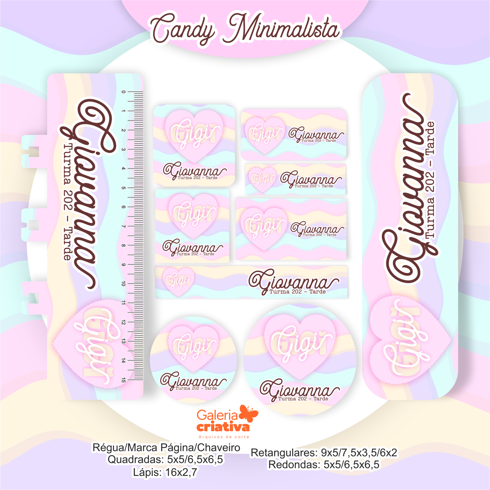 19 - CANDY MINIMALISTA Arquivo Etiqueta Escolar CANDY MINIMALISTA - Imagem 1