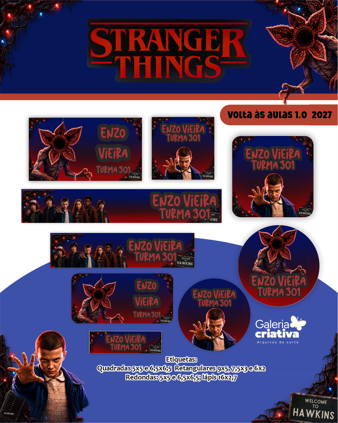 19) STRANGER THINGS Arquivo Etiqueta Escolar STRANGER THINGS - Imagem 1