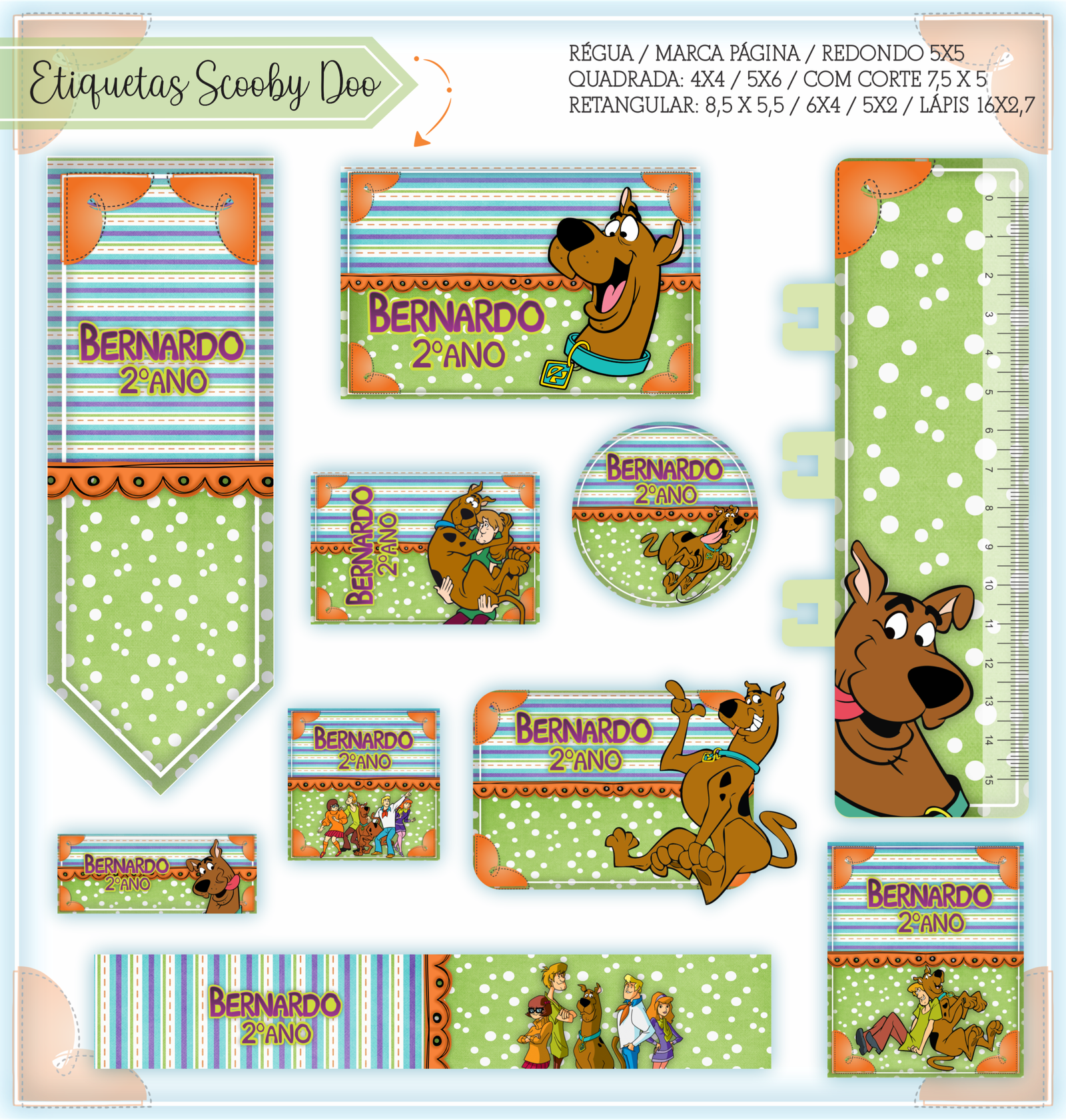 19 - Scooby Doo Arquivo Etiqueta Escolar Scooby Doo - Imagem 1