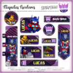 Arquivo Etiqueta Escolar Angry Birds Transformers