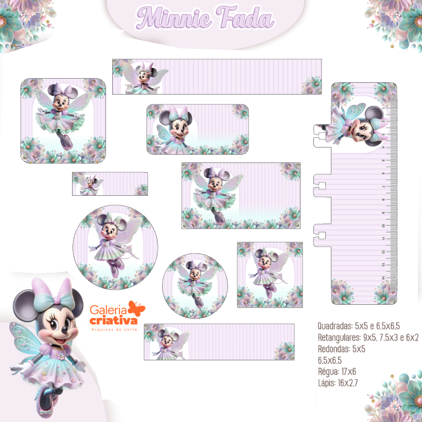 2) MINNIE FADA Arquivo Etiqueta Escolar MINNIE FADA - Imagem 1