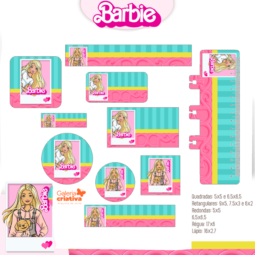 20) BARBIE Arquivo Etiqueta Escolar BARBIE - Imagem 1