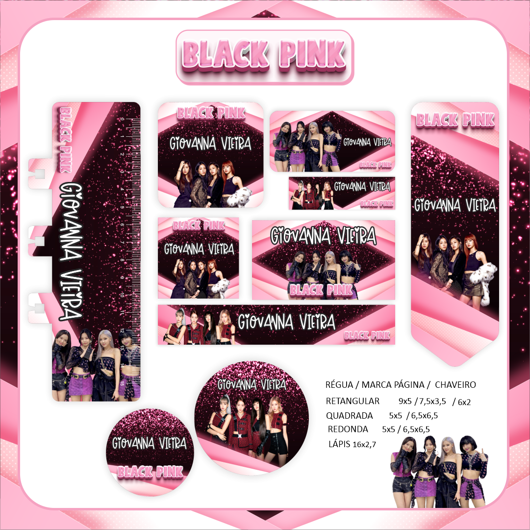 20 - BLACK PINK Arquivo Etiqueta Escolar BLACK PINK - Imagem 1