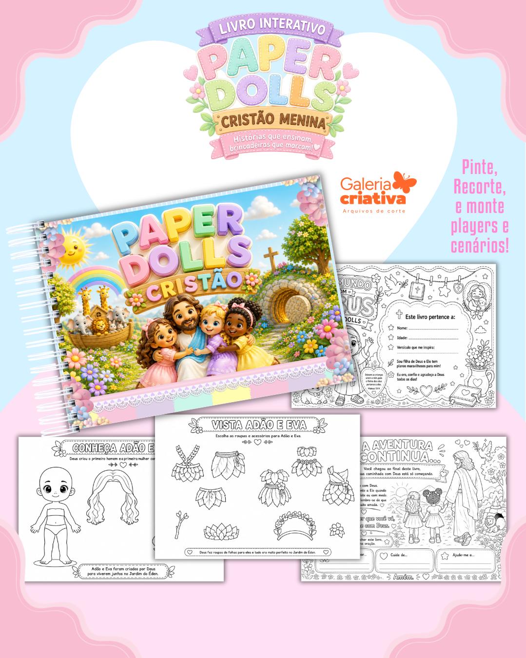 20) CRISTÃ MENINA Arquivo Livrinho Paper Dolls Cristã Menina – Para Colorir - Imagem 1