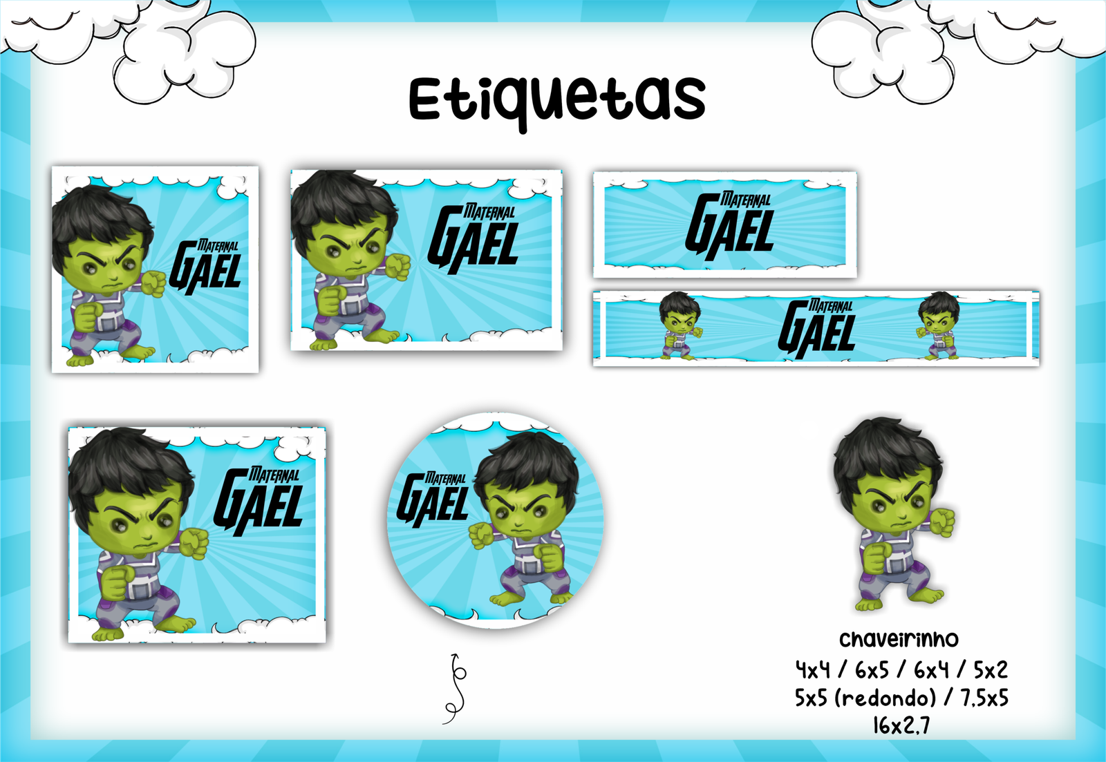 20- HULK Arquivo Etiqueta Escolar HULK - Imagem 1