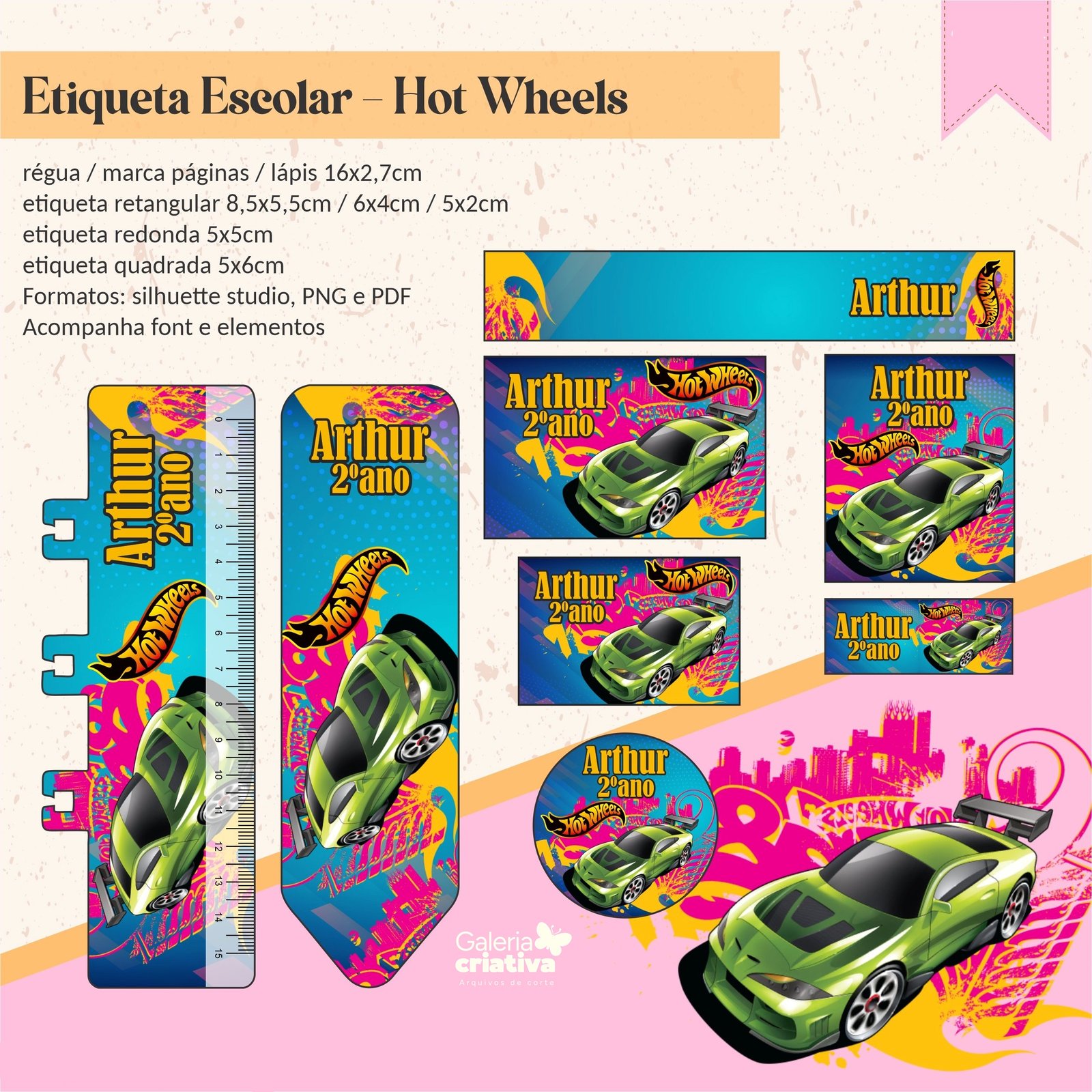 20 - Hot Wheels Arquivo Etiqueta Escolar Hot Wheels - Imagem 1