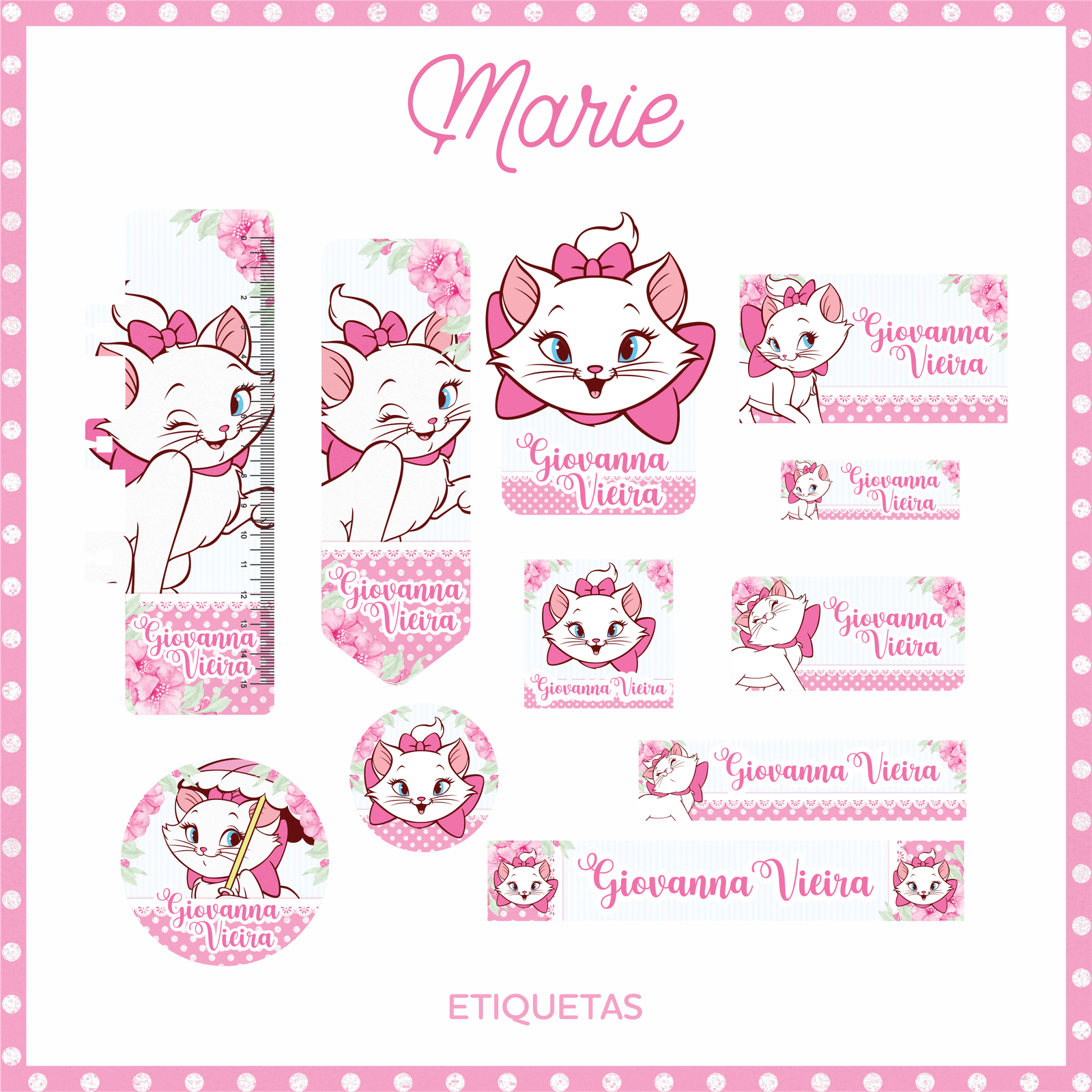21 - GATINHA MARIE Arquivo Etiqueta Escolar GATINHA MARIE - Imagem 1